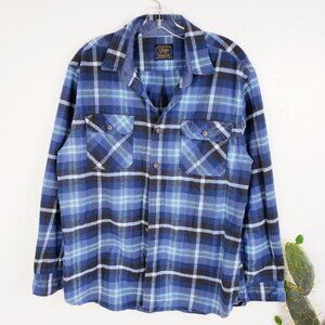 Jachs Heritage Flannel Shirt Blue Long Sleeve size L Men's Plaid Button-Up